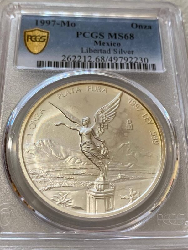 Onza Libertad 1997 Plata Pura Mo. PCGS MS68
