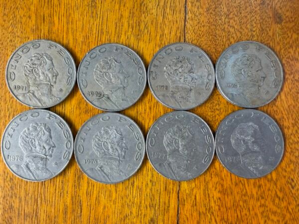 Set Completo 1971-1978 Cinco Pesos Vicente Guerrero - Image 3