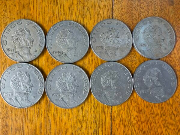 Set Completo 1971-1978 Cinco Pesos Vicente Guerrero - Image 2