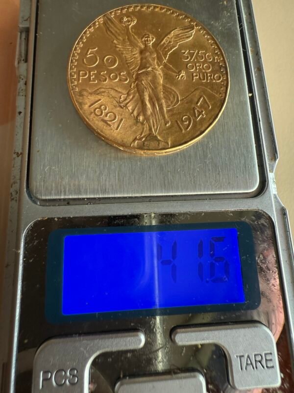$50 Pesos Centenario 1947 37.5Gr Oro Puro | Ley 0.900 l Mo. México | Ángel de la Independencia - Image 3