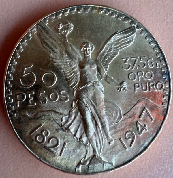 $50 Pesos Centenario 1947 37.5Gr Oro Puro | Ley 0.900 l Mo. México | Ángel de la Independencia - Image 7