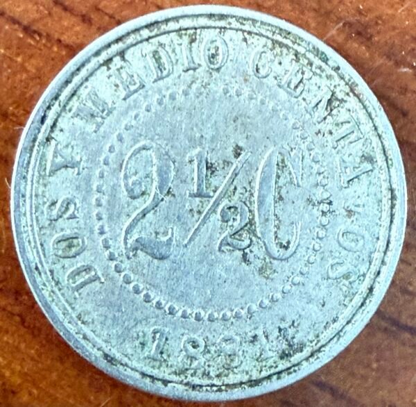 2.5 Centavos de Colombia Año 1881 - Image 2