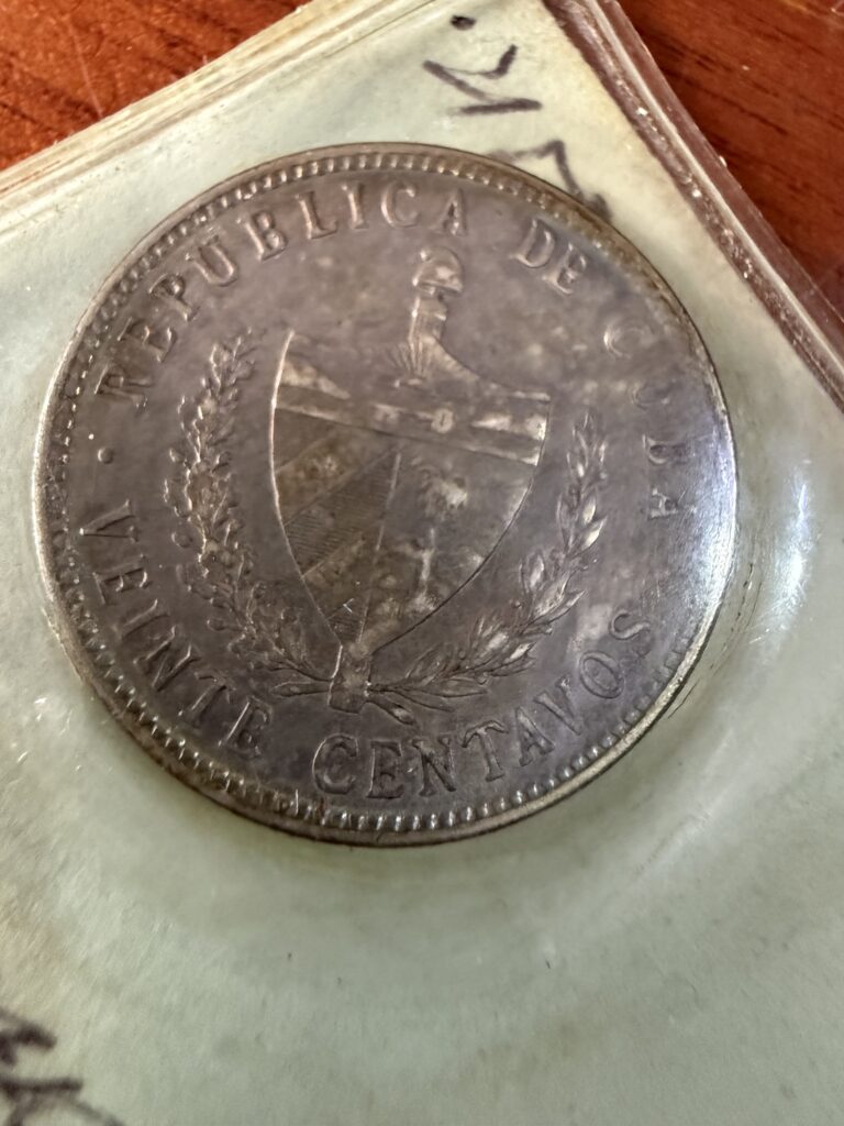 20 Centavos 1920 República de Cuba Plata 0.900