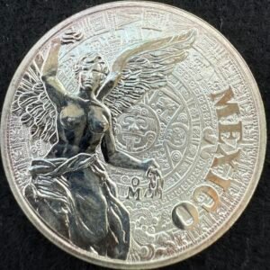 1 Onza Plata .999 Ángel de Independencia y Calendario Azteca México Ceca Mo. UNC