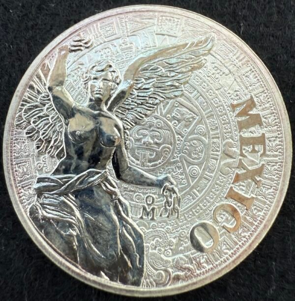 1 Onza Plata .999 Ángel de Independencia y Calendario Azteca México Ceca Mo. UNC - Image 2