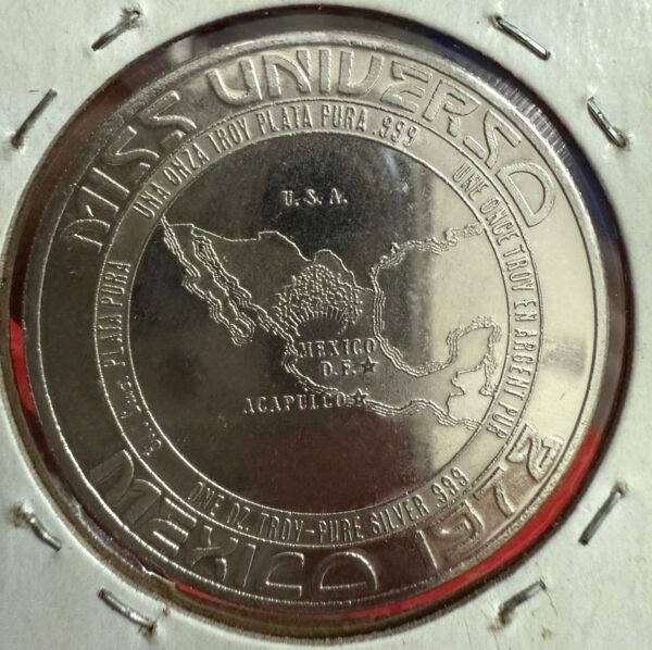 1 Onza Plata .999 Miss Universo México 1972 - Image 2