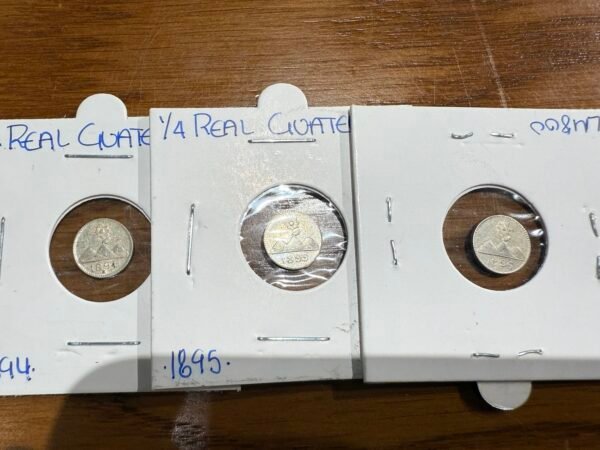 1/4 Real Guatemala Plata 1894 1895 1986 Lote de 3 Monedas