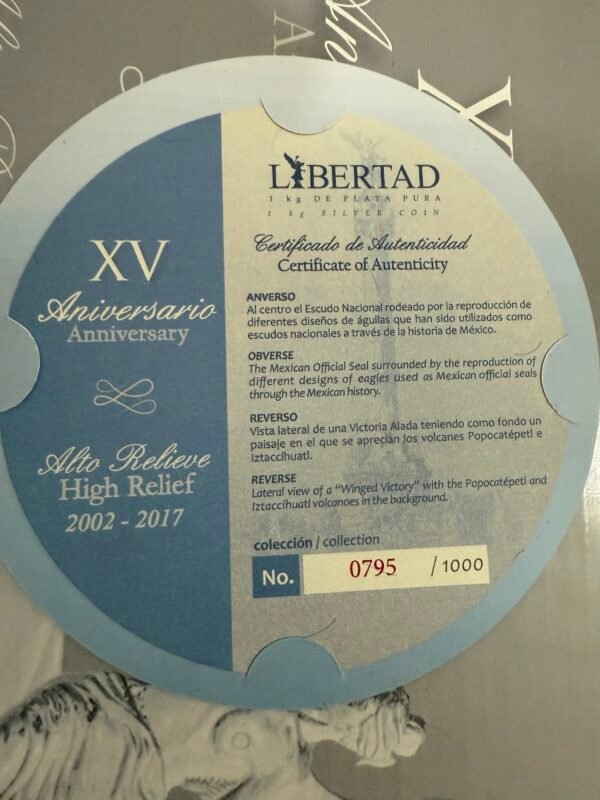 Set 1 Kilo Libertad 2017 Alto Relieve 15 Aniversarios 1/1000 | Rara - Image 8
