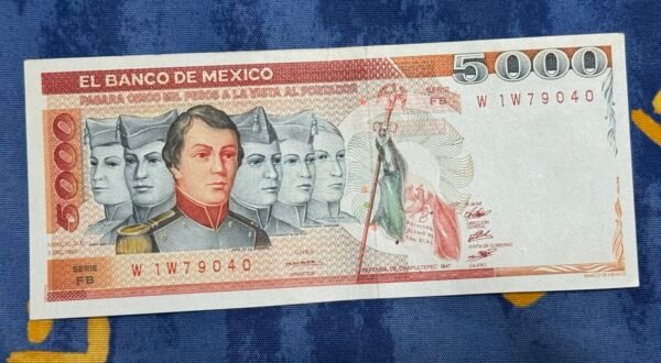 Billete $5000 Pesos Niños Héroes 1983 UNC - Image 2