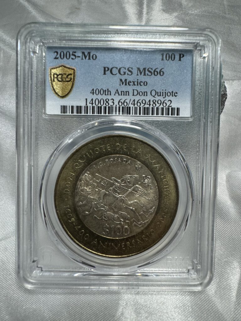 Ofertas 🔥 9 100 Pesos Quijote de la Mancha 2005 PCGS MS66 Plata