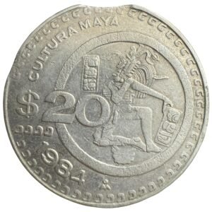 $20 Pesos Cultura Maya 1984 | ERROR Clipped Planchet Raro