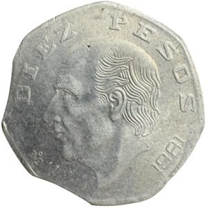 Diez Pesos 1981 Hidalgo | ERROR Clipped Planchet