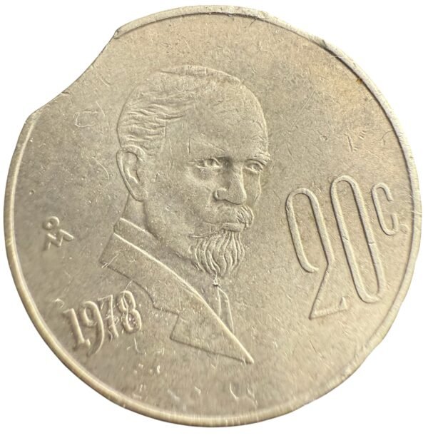 20 Centavos 1978 Madero México | ERROR Clipped
