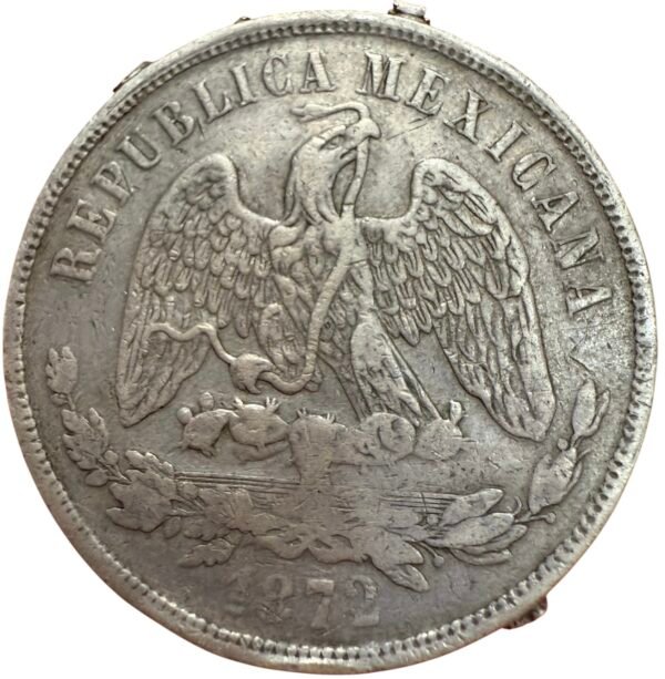 $1 Peso Balanza Mo. 1872 República Mexicana Plata Ley 902.7 - Image 2