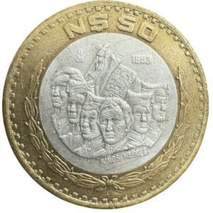 50 Nuevos Pesos 1993 Centro de Plata México Niños Héroes