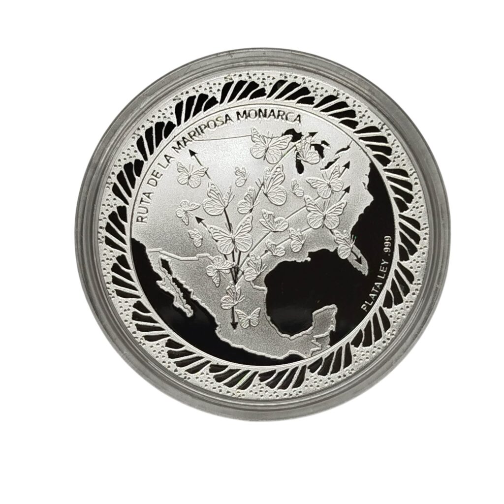 Ofertas 🔥 25 1 Onza Ruta de la Mariposa Monarca 2024 Plata Ley .999 🦋