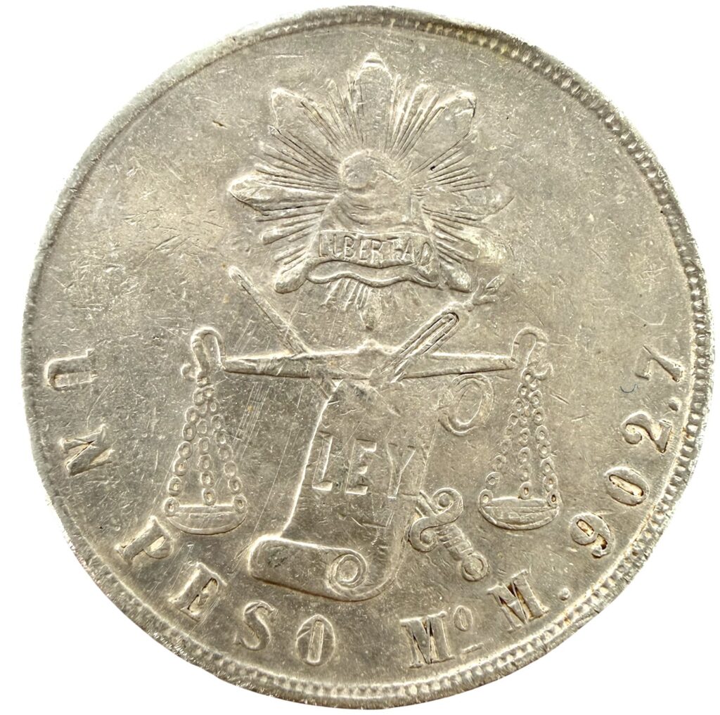 Productos Destacados ⭐ 136 $1 Peso Balanza Mo. M 1872 República Mexicana Plata Ley 0.902,7