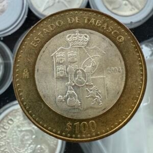 100 Pesos Estado de Tabasco 2004 Mo. Plata 0.925 UNC
