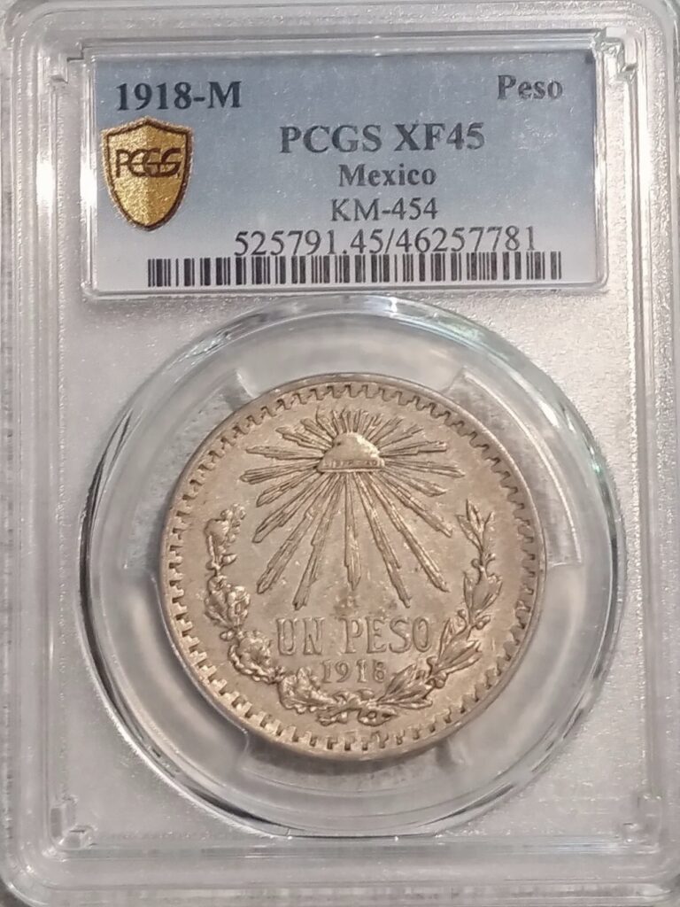 Inicio TodoPrecio.com 45 Peso Resplandor 1918 PCGS XF45 Plata 0.800 | Rara