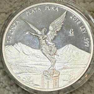 Media Onza Libertad 2018 Espejo Plata Pura Fina 999 México Mo.