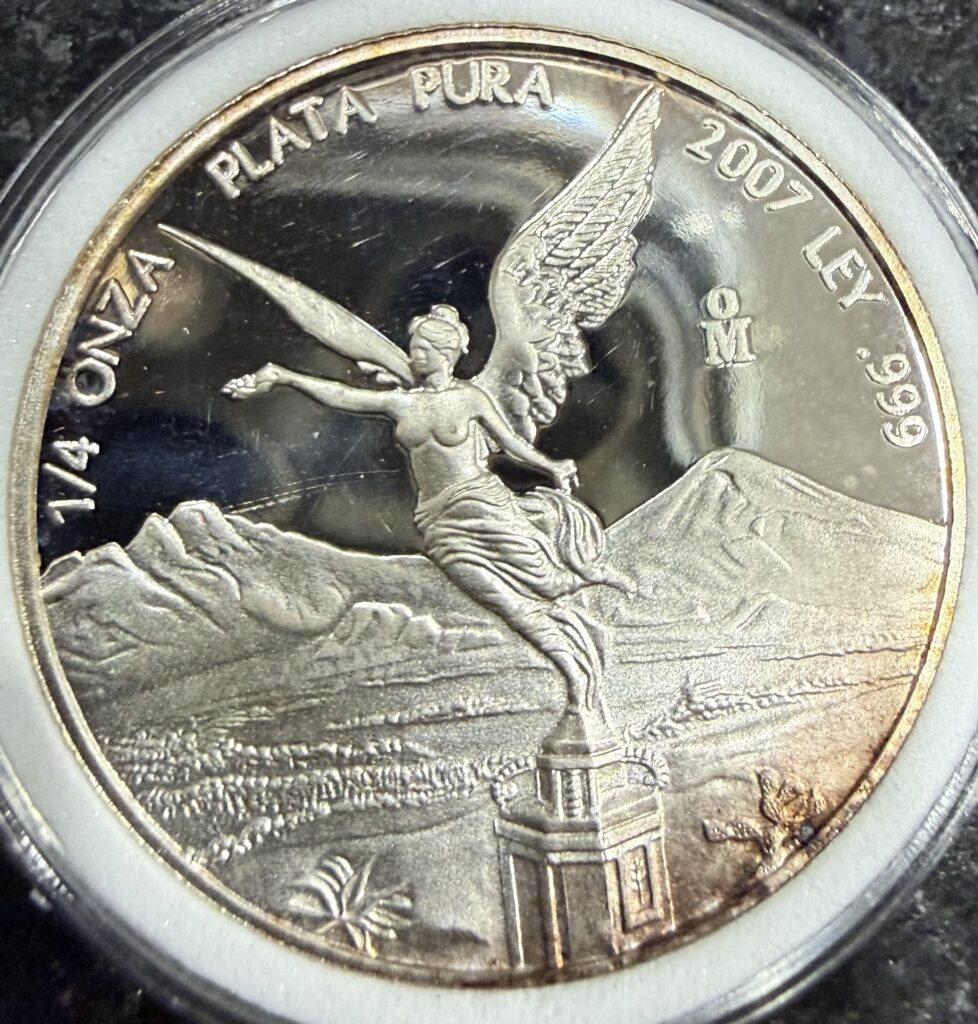 Un Cuarto De Onza Libertad Proof 2007 Plata Fina Pura Ley .999