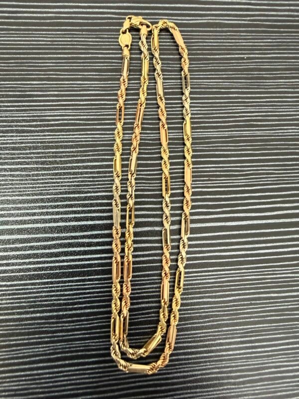 Collar de Oro 14K Italy Figarope Torsal Tipo Fígaro 3x1 3 Tonos - Image 4