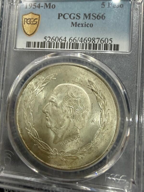 $5 Pesos 1954 Hidalgo Laurel PCGS MS66 🔝 Top Pop 🥇 1/30000 - Image 2