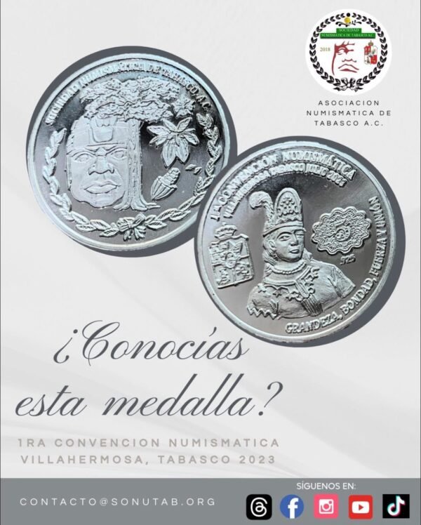 Medalla 1a Convención Numismatica de Tabasco, 2023 - Image 5