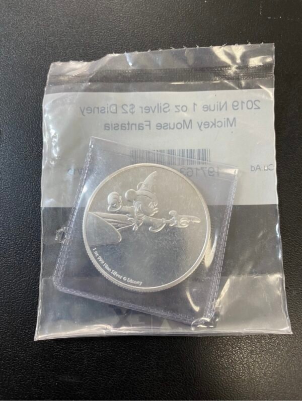 $2 Dólares 2019 Niue Mickey Mouse Aprendiz de Brujo 1 Oz Plata Pura 999 Disney Fantasía - Image 4