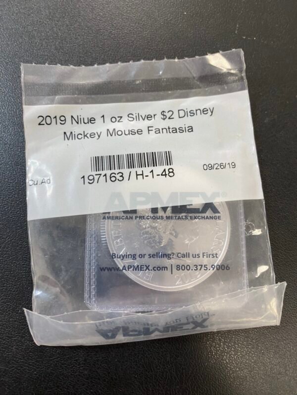 $2 Dólares 2019 Niue Mickey Mouse Aprendiz de Brujo 1 Oz Plata Pura 999 Disney Fantasía - Image 5