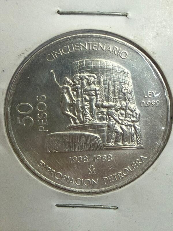 50 Pesos Plata .999 Cincuentenario Expropiación Petrolera 1938-1988 - Image 4