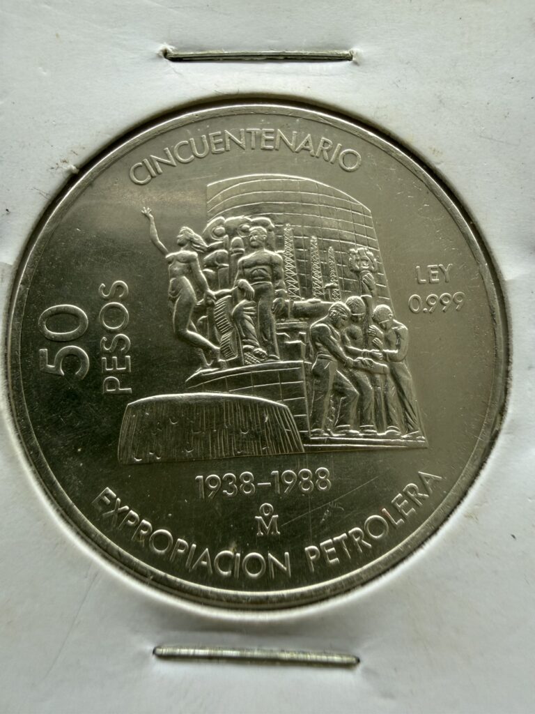 Inicio TodoPrecio.com 52 50 Pesos Plata .999 Cincuentenario Expropiación Petrolera 1938-1988