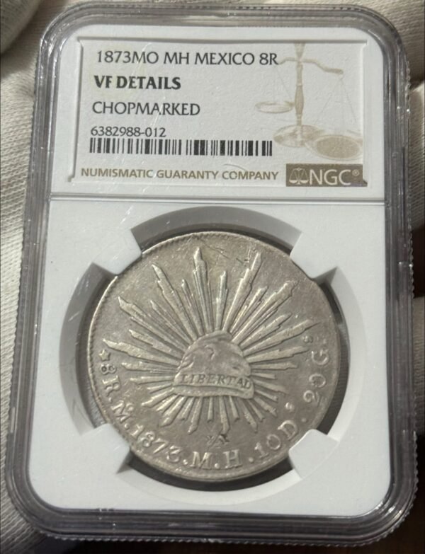 8 Reales 1873 Chopmarked Mo Mh México NGC VF