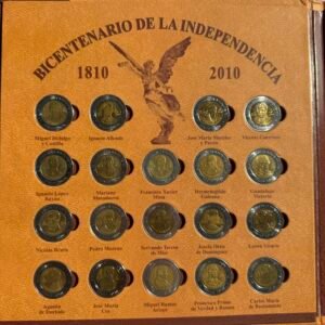 Colección Completa 5 Pesos Independencia y Revolución 2010 UNC México