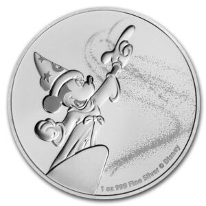 $2 Dólares 2019 Niue Mickey Mouse Aprendiz de Brujo 1 Oz Plata Pura 999 Disney Fantasía