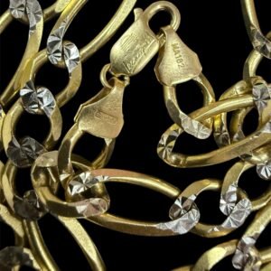 Cadena de Oro 14K Italy Tecnigold Tipo Figaro 3x1 Diamantado