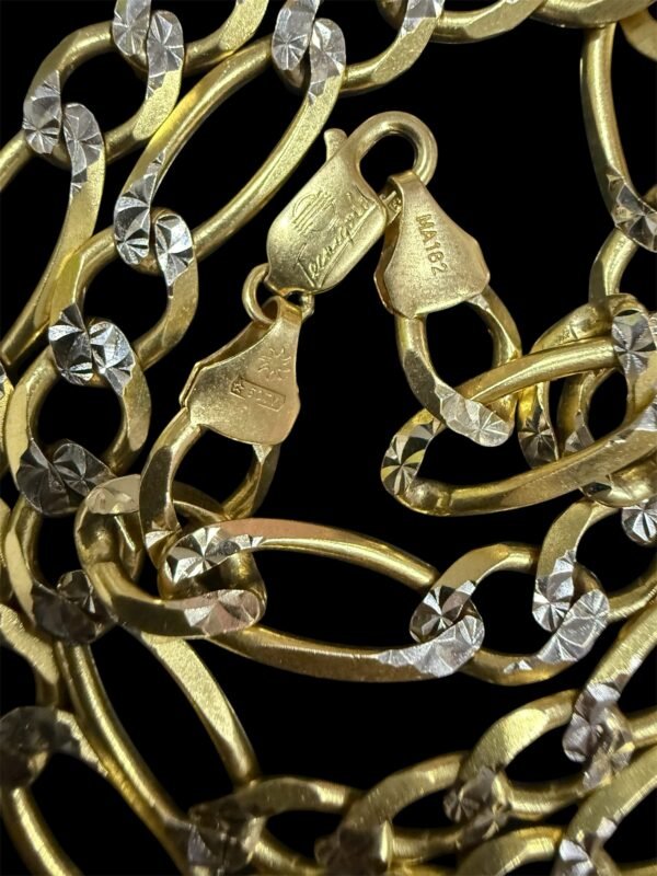 Cadena de Oro 14K Italy Tecnigold Tipo Figaro 3x1 Diamantado