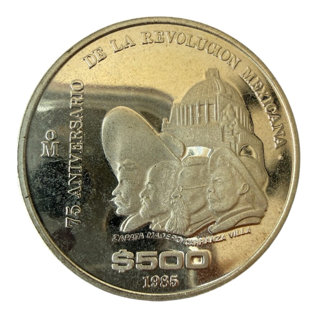 Inicio TodoPrecio.com 35 Moneda 500 Pesos 1985 Plata .925 – 75 Aniversario Revolución