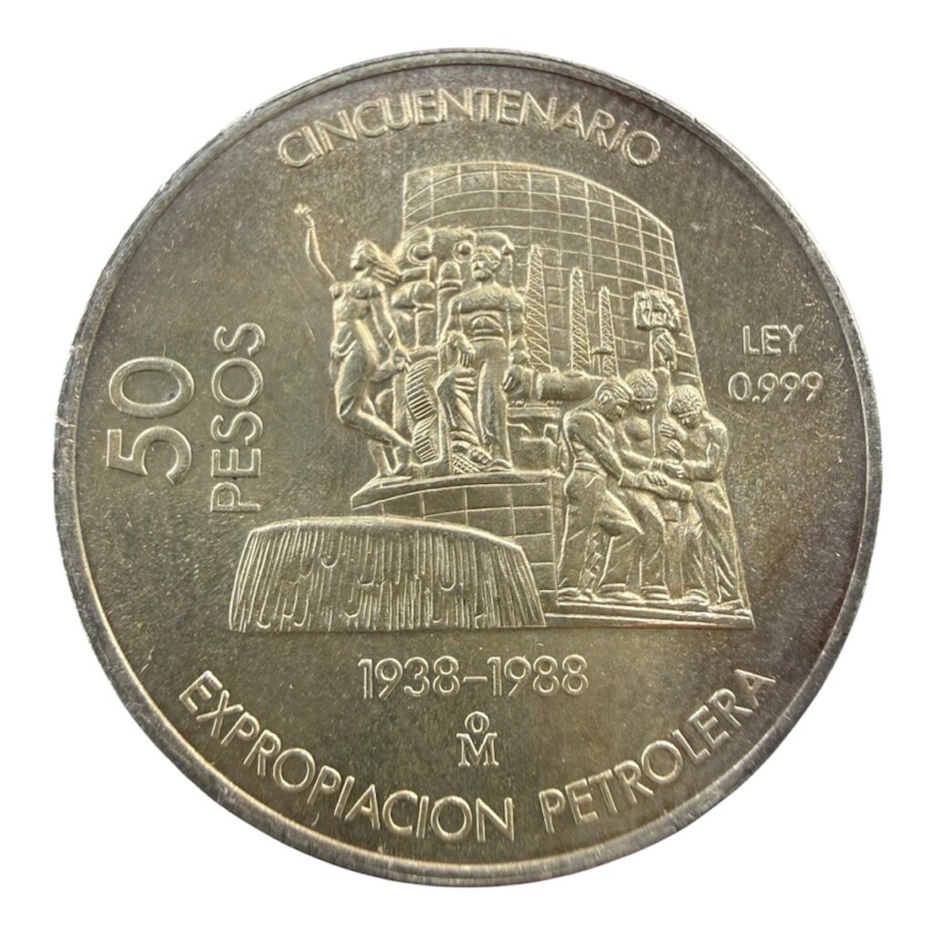 Inicio TodoPrecio.com 24 50 Pesos Cincuentenario de la Expropiación Petrolera 1938-1988 Plata Ley 0.999