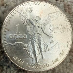 Onza Libertad Gordita 1986 Plata Pura .999 | Mo. Victoria Alada