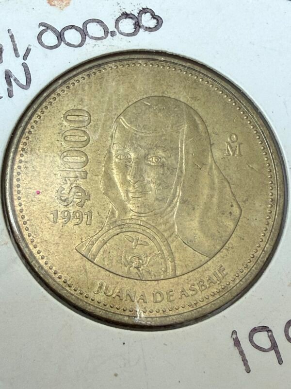 1000 Pesos Sor Juana Inés de la Cruz 1991 Mo.