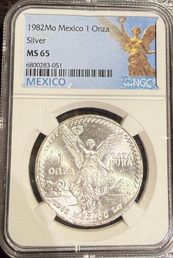 Oz Libertad 1982 NGC MS65 Plata Pura 999 México Mo. - Image 3