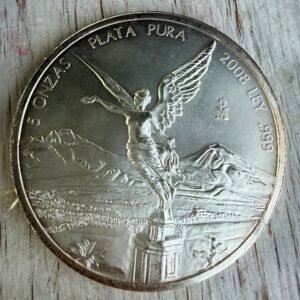 5 Onzas Libertad 2008 Plata Pura 999 Mo. Ángel  de la Victoria