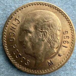5 Pesos Hidalgo 1955 Oro Ley .900 Mo.