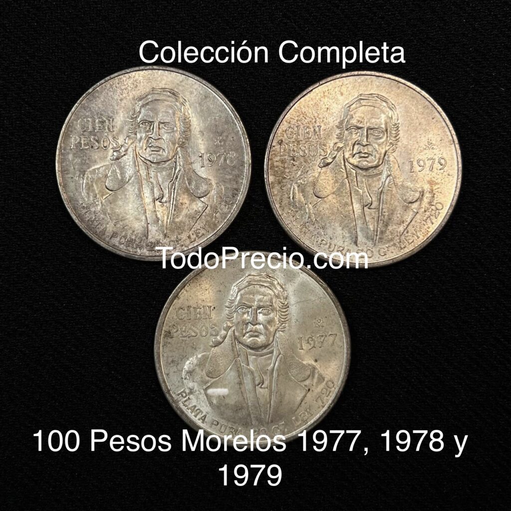 Inicio TodoPrecio.com 26 Colección Completa 100 Pesos Morelos Plata 1977, 1978 y 1979