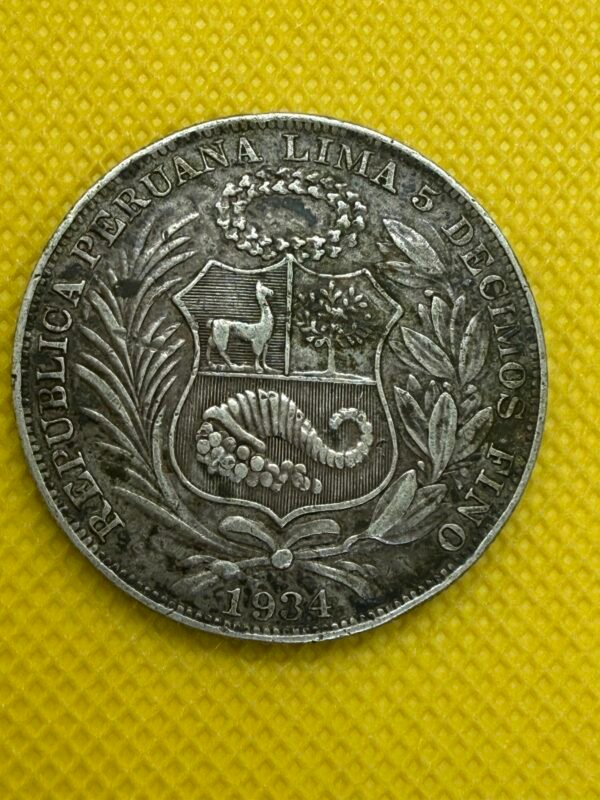 Un Sol República Peruana Lima 1934 Plata 0.500 | Perú - Image 3