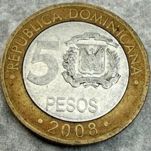 5 Pesos Dominicanos 2008 | Moneda República Dominicana