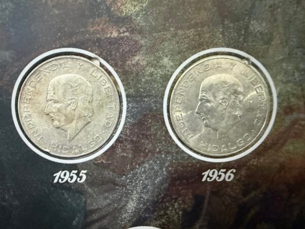 Colección Completa 10 Pesos Hidalgo Grande Plata 0.900 1955 y 1956