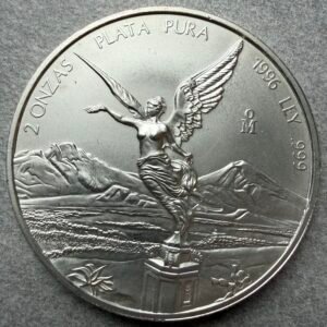 2 Onzas Libertad 1996 Plata Pura .999 Mo. Satín