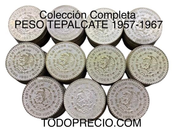 Serie Completa de Tepalcate 1957-1967 Plata .100